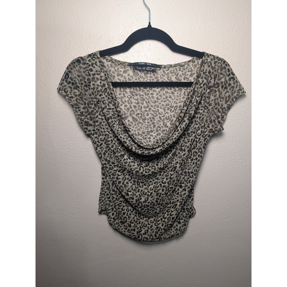 Silence + Noise Leopard Mesh Top M - Mob Wife Office Siren Y2K Animal Print - Picture 4 of 10